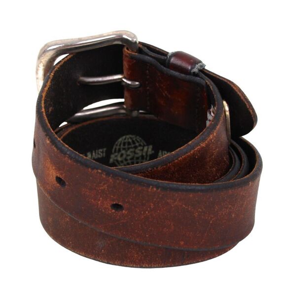 VTG Fossil BROWN GENUINE LEATHER 1.5"Wd DRESS CASUAL MEN'S BELT Sz 38/95 (B88 - Picture 4 of 13